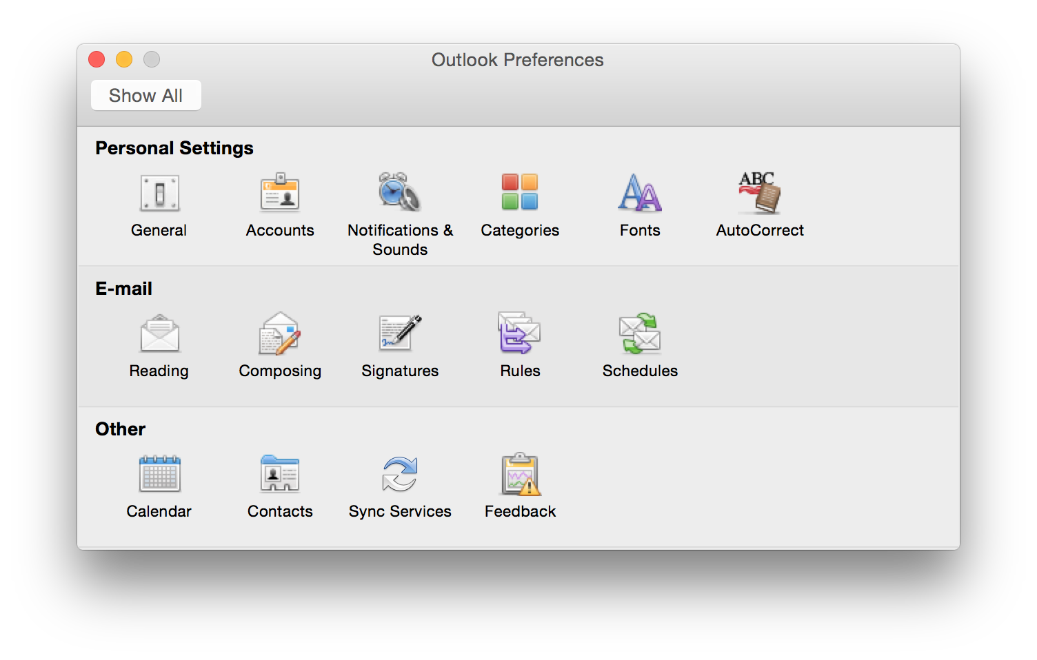 Outlook Preferences