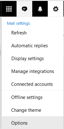 Outlook Mail select options