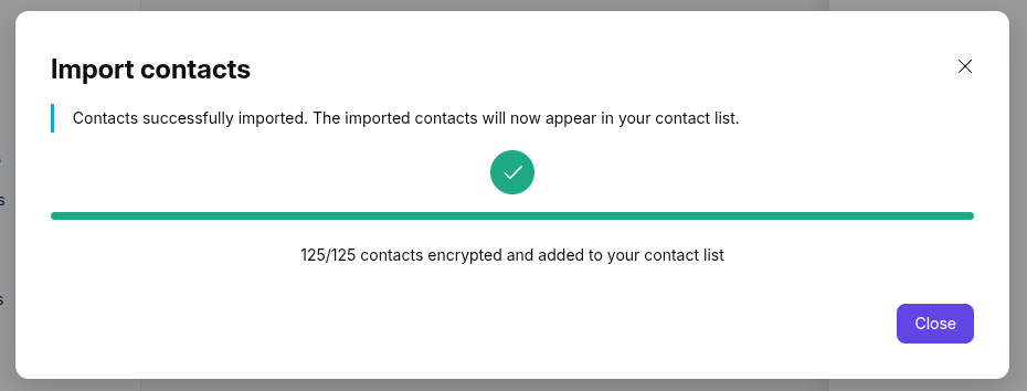 Contacts successfully imported