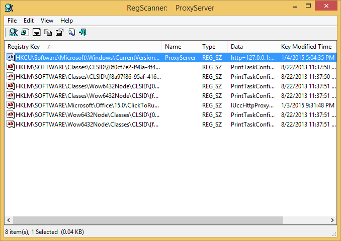 RegScanner - ProxyServer