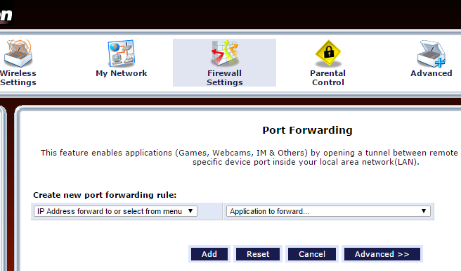 Port Forwarding - Add