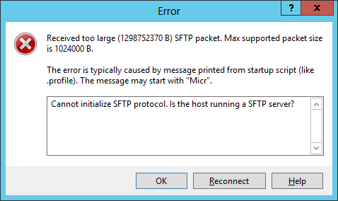 WinSCP received too large error