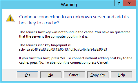 WinSCP unknown server 
host key