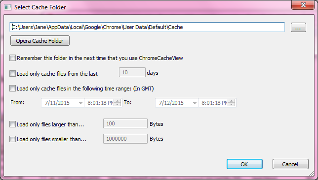 ChromeCacheView Select Cache Folder