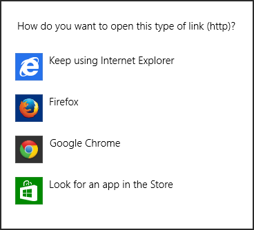 Browser list for
opening http links