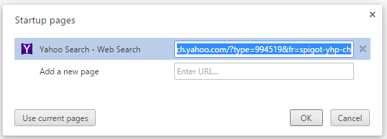 Select Yahoo Search startup page