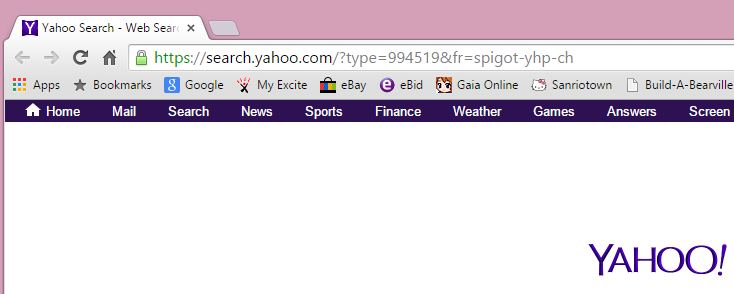 Yahoo start page in Chrome