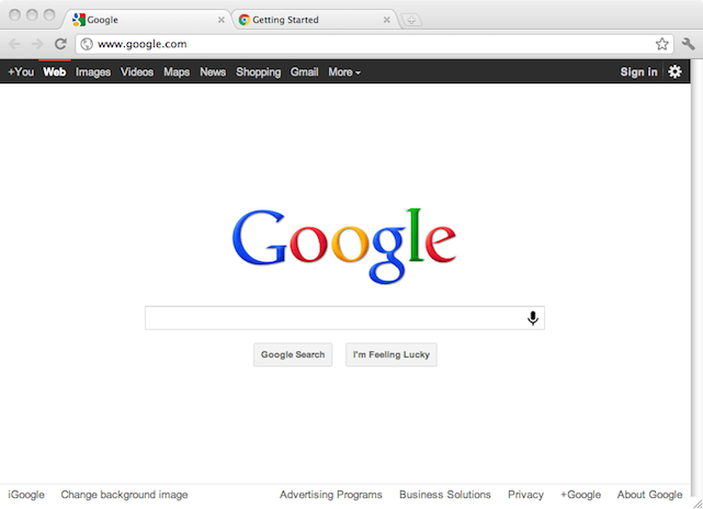 Google Chrome browser under Mac OS X
