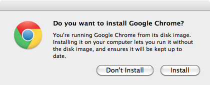 Running Google Chrome from dmg file