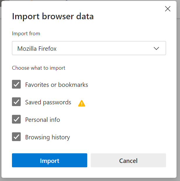 Import browser data from Firefox