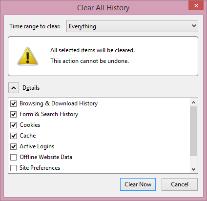 Firefox - Clear All History