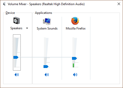 Volume Mixer - Firefox audio
playing