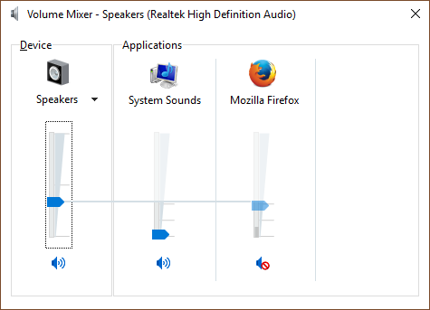 Firefox muted in Volume Mixer