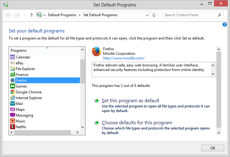 Set Default Programs