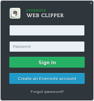 Safari Evernote Web Clipper login