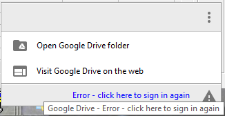 Google Drive - Error - click to
sign in again
