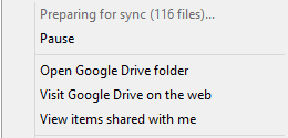 Google Drive Preparing for sync