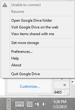 Google Drive - Unable to connect