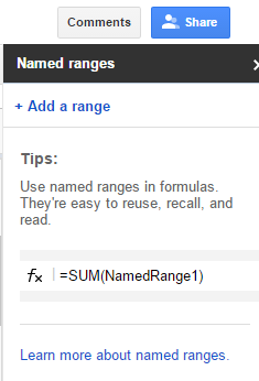 Named ranges - add a range