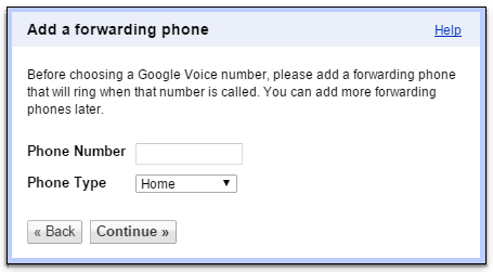Google Voice forwarding number
