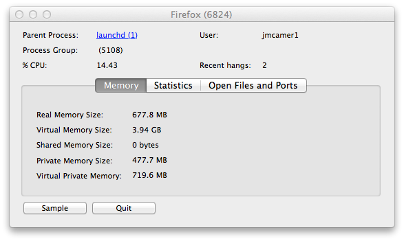 Activity Monitor - Firefox Memory