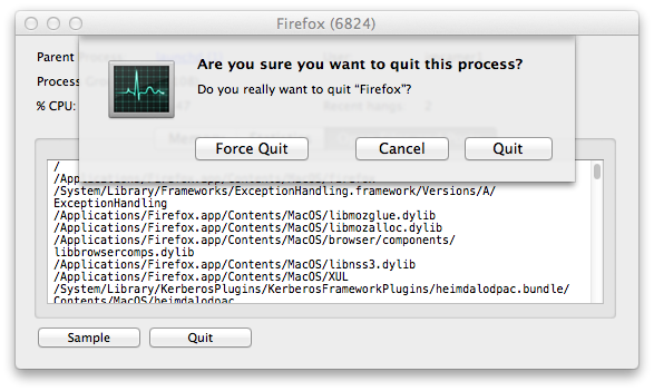 Activity Monitor - Quit Firefox