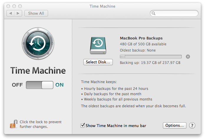 Time Capsule - Backup in Progress