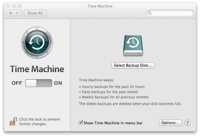 Time Machine off