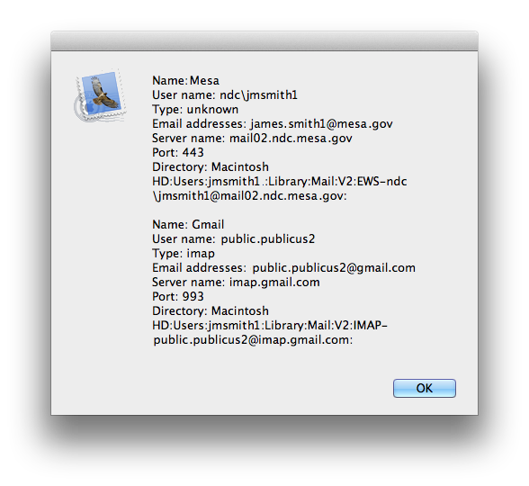 AppleScript mail account list