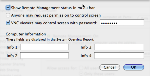 Set VNC password under OS X