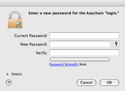 Mac OS X - enter
keychain password