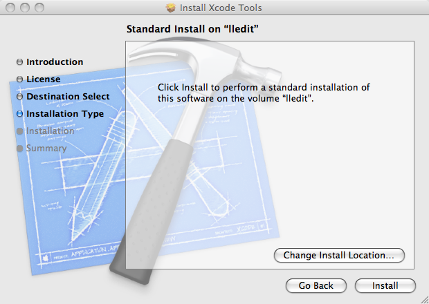 Xcode Tools Change Install Location