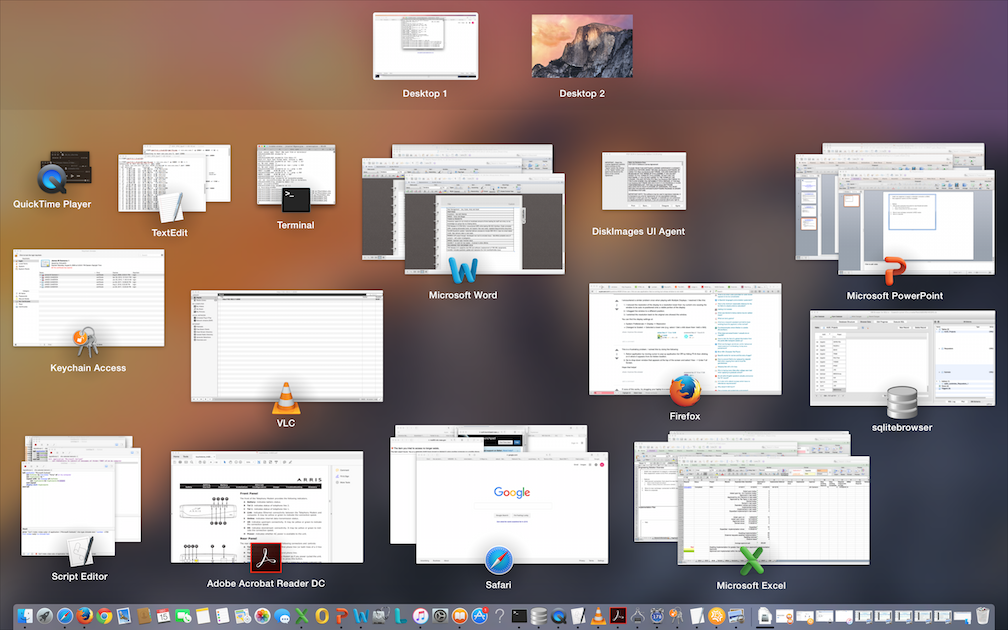 F3 OS X windows