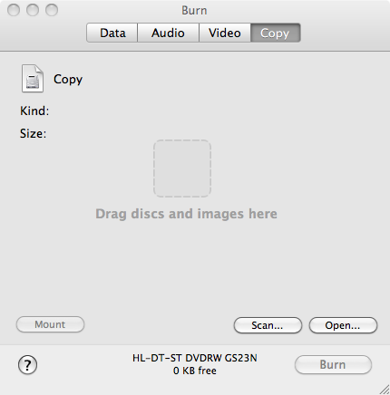OS X Burn copy disc