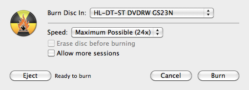 OS X Burn select burn speed