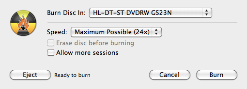 mac osx burn