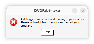 DVDFab - debugger found