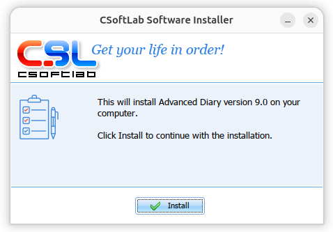 Advanced Diary 9.0 installation