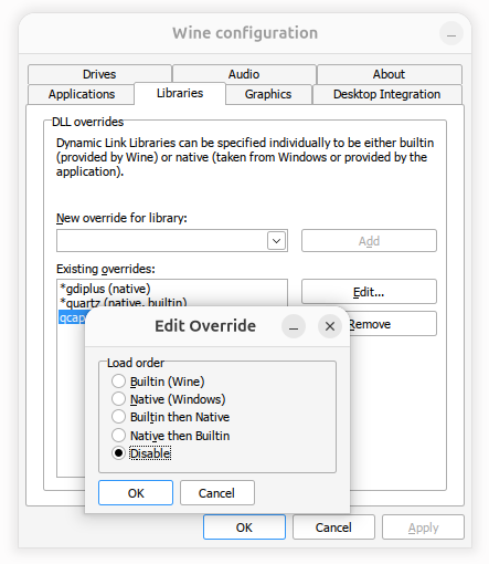 qcap - disable