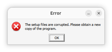Setup files corrupted message