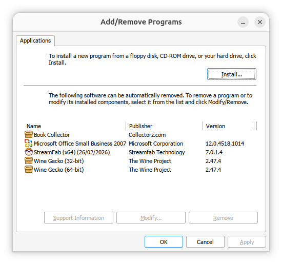Add/Remove Programs - No Mono