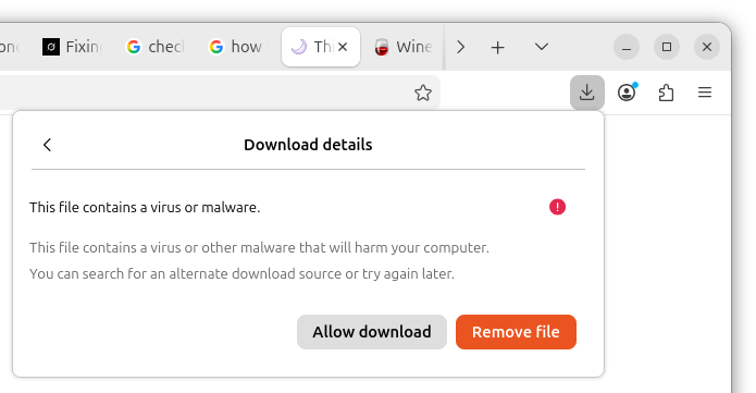 Download details - this file
contains a virus or malware