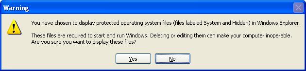 Folder Options warning