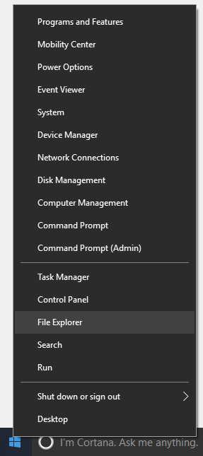 Windows 10 select File Explorer