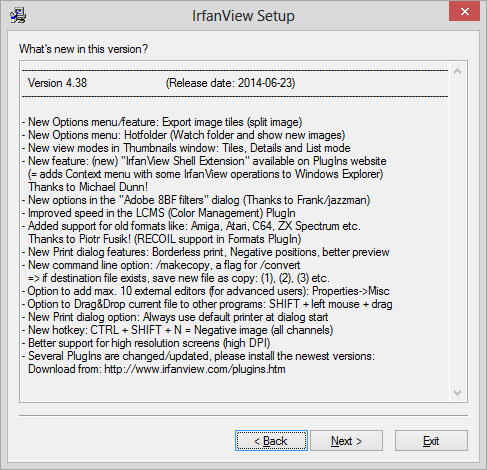 IrfanView 4.38 new features