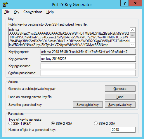 PuTTY - public key for pasting