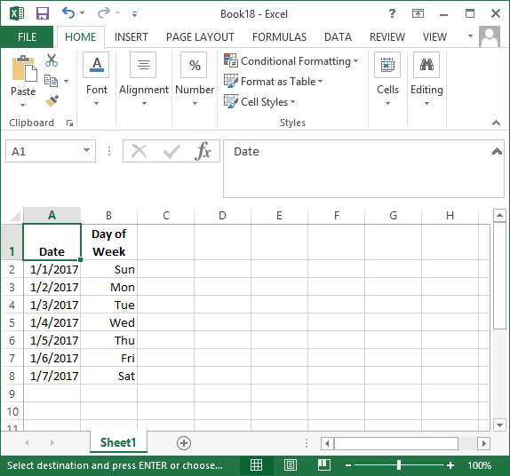 How Do I Show Day Of The Week In Excel