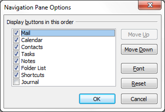 Outlook 2010 Navigation
Pane Options