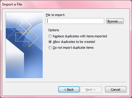 Select file to import