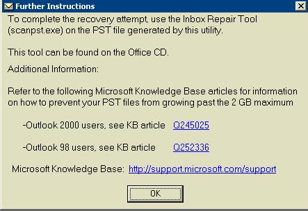 2gb outlook pst repair